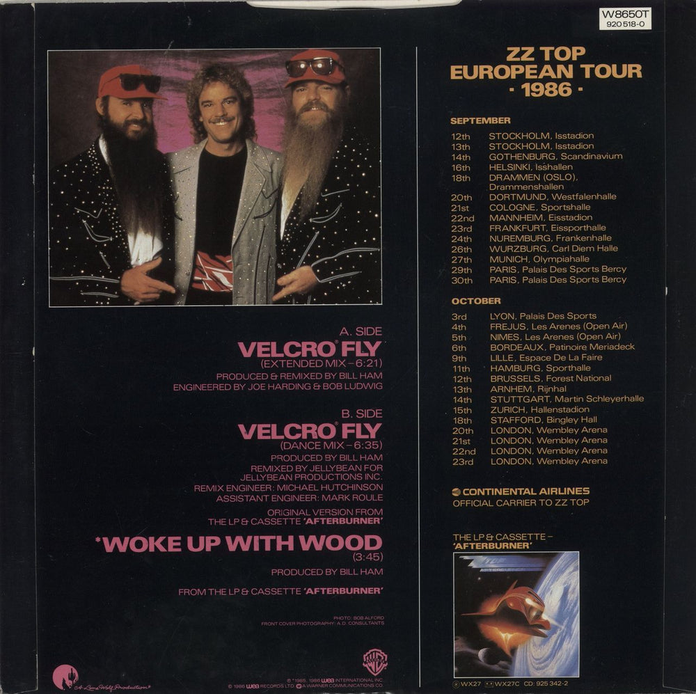 ZZ Top Velcro Fly UK 12" vinyl single (12 inch record / Maxi-single)