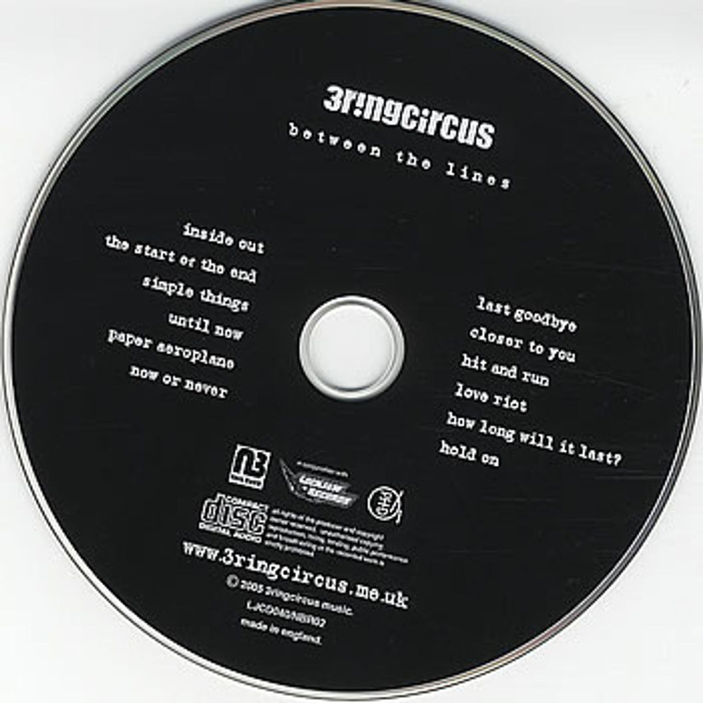 3ringcircus Between The Lines UK Promo CD album (CDLP) LJCD040