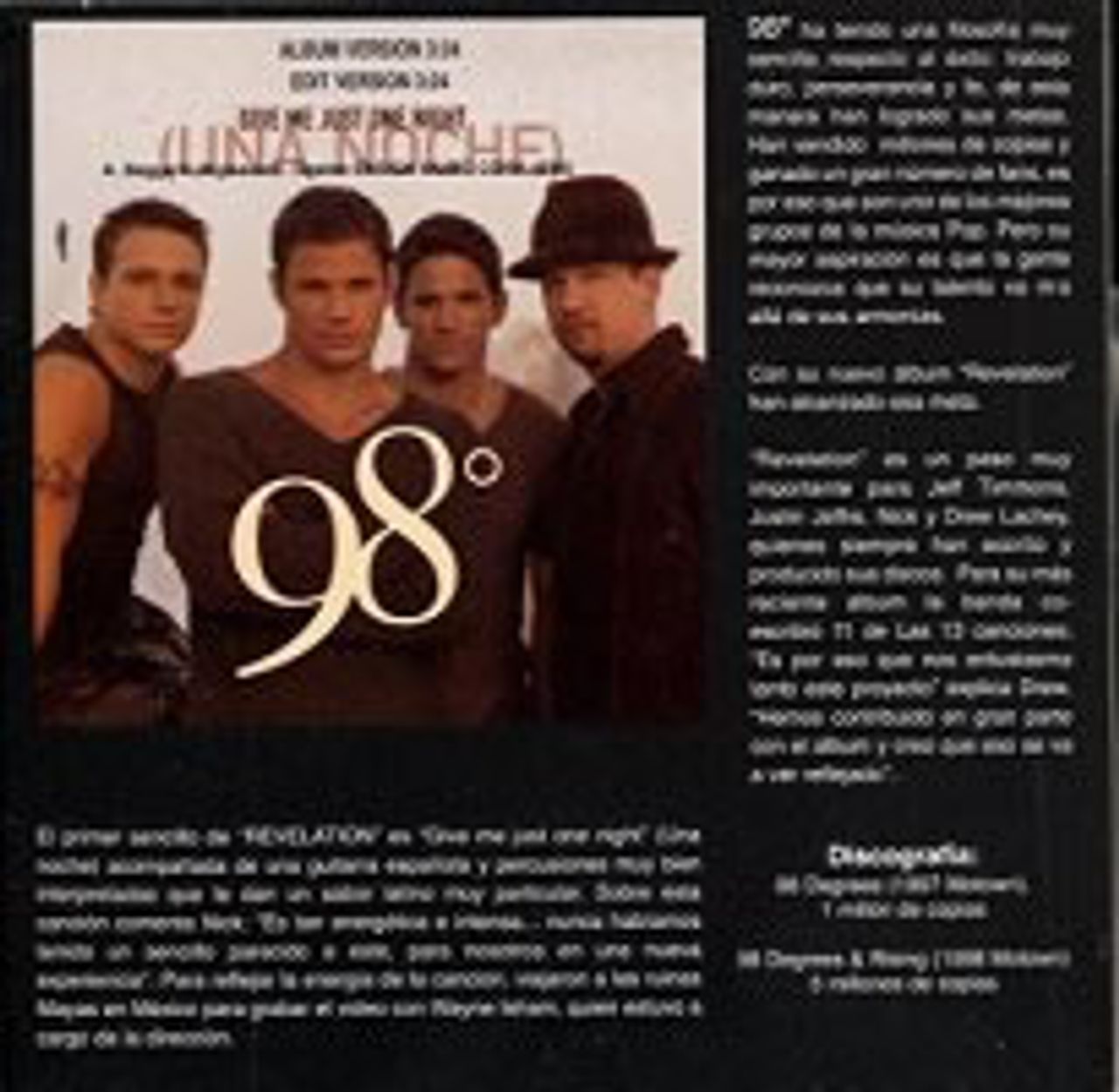 98 Degrees Give Me Just One Night Mexican Promo CD single