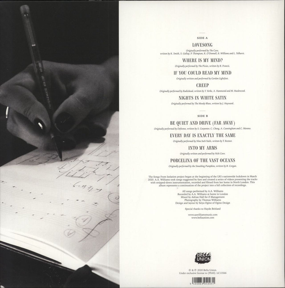 A.A.Williams Songs From Isolation - Black & White Swirl Vinyl UK vinyl LP album (LP record)