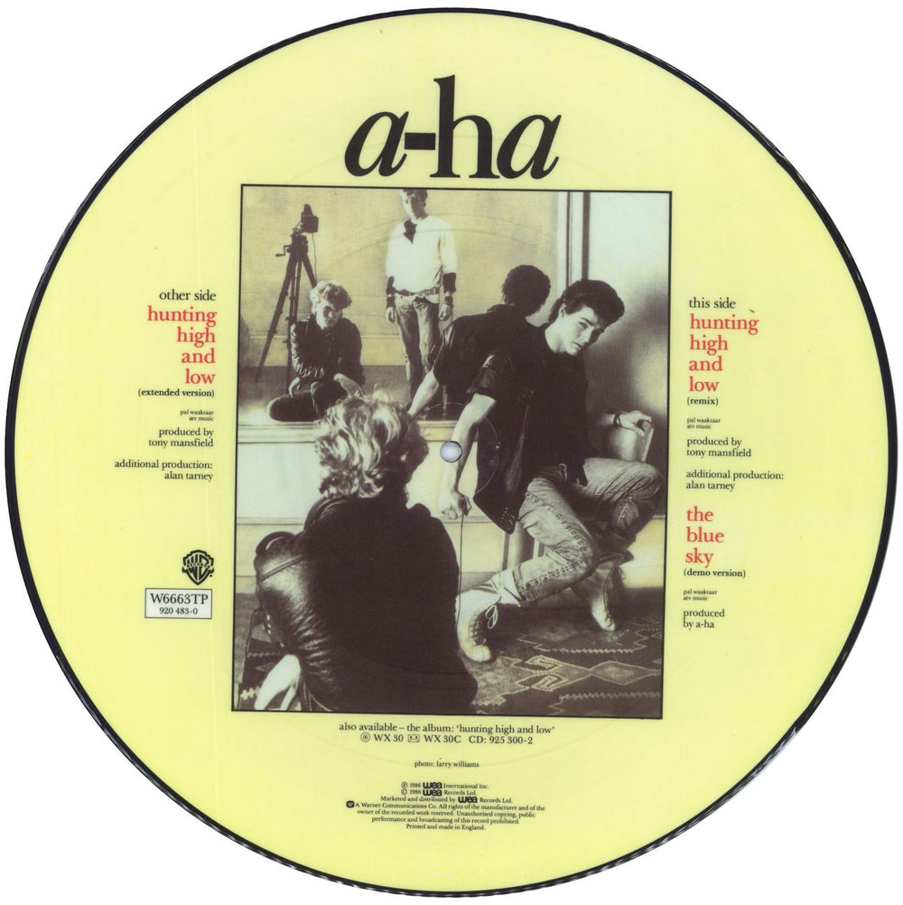 A-Ha Hunting High And Low - Hype Stickered UK 12" vinyl picture disc (12 inch picture record)