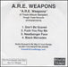 A.R.E. Weapons A.R.E. Weapons - 4 Track Album Sampler UK Promo CD-R acetate CD-R ACETATE