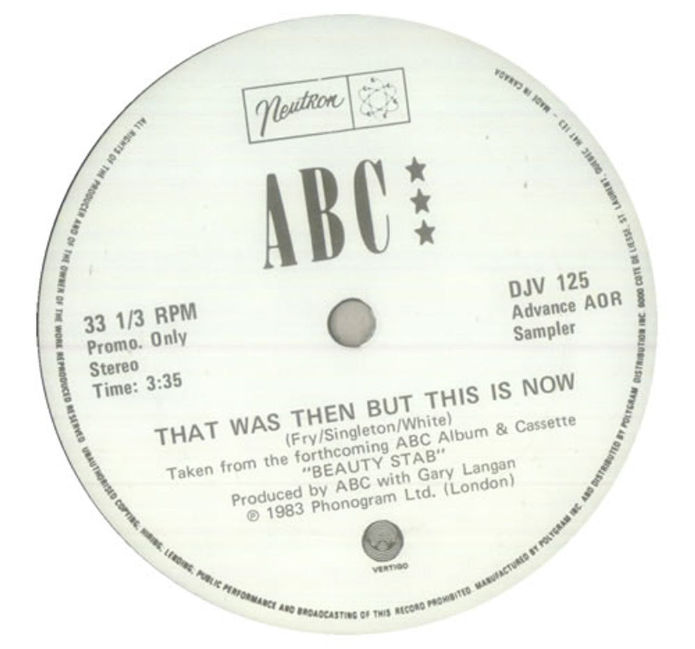 ABC That Was Then This Is Now Canadian Promo 12" vinyl single (12 inch record / Maxi-single) DJV125