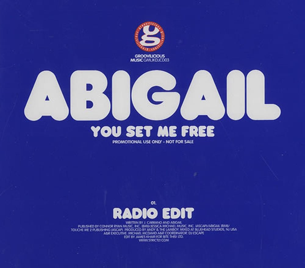 Abigail You Set Me Free UK Promo CD single (CD5 / 5") GMUKDJCD03