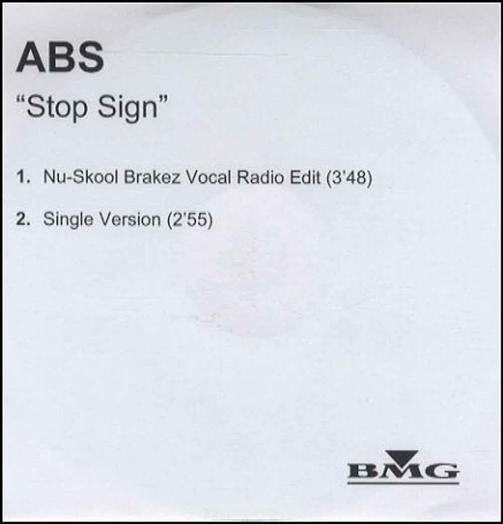 Abs Stop Sign UK Promo CD-R acetate CDR ACETATE