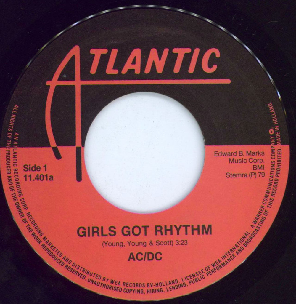 AC/DC Girls Got Rhythm + P/S Dutch 7" vinyl single (7 inch record / 45) ACD07GI807496