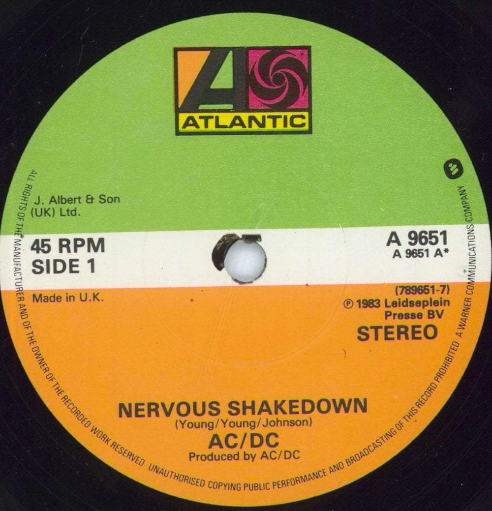 AC/DC Nervous Shakedown UK 7" vinyl single (7 inch record / 45) ACD07NE16977