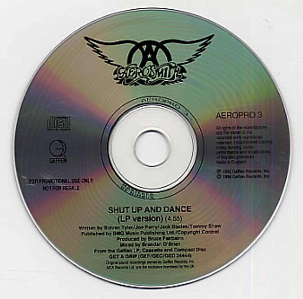 Aerosmith Shut Up And Dance UK Promo CD single (CD5 / 5") AEROPRO3