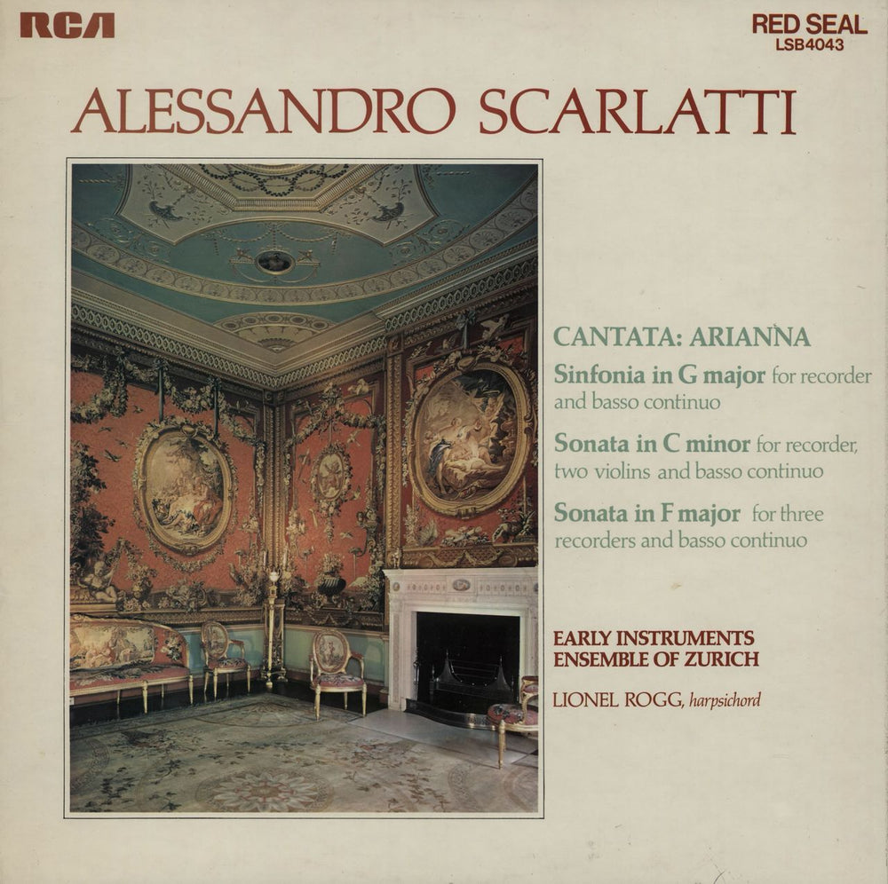 Alessandro Scarlatti Cantata: Arianna UK vinyl LP album (LP record) LSB4043