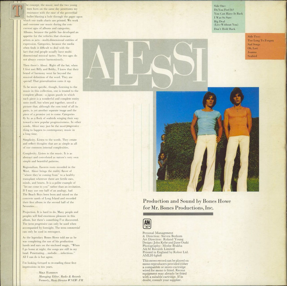 Alessi Alessi - VG UK vinyl LP album (LP record)