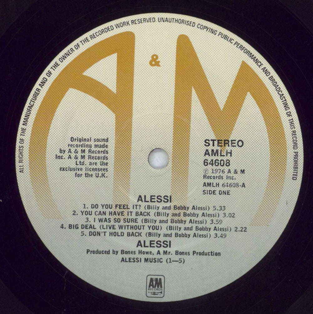 Alessi Alessi - VG UK vinyl LP album (LP record) AESLPAL826359