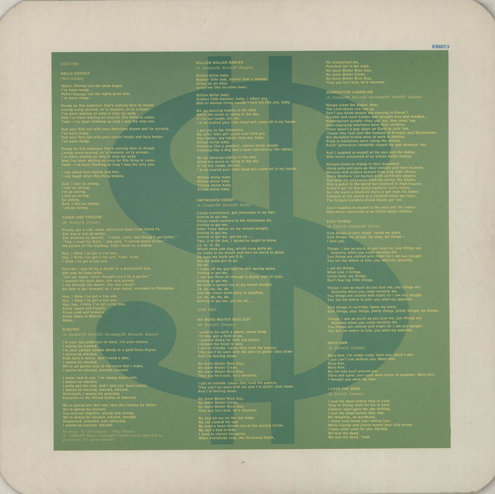 Alice Cooper Billion Dollar Babies - 1st - Complete - EX UK vinyl LP album (LP record) Deleted