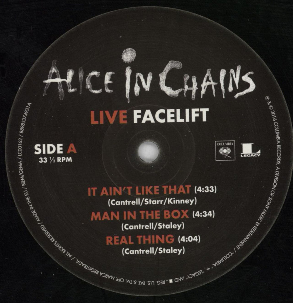 Alice In Chains Live Facelift - RSD UK vinyl LP album (LP record) AICLPLI817847