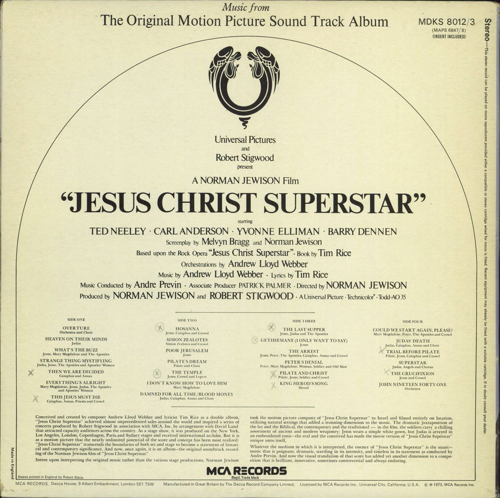 Andrew Lloyd Webber & Tim Rice Jesus Christ Superstar - 1st - Black & White Labels UK 2-LP vinyl record set (Double LP Album)