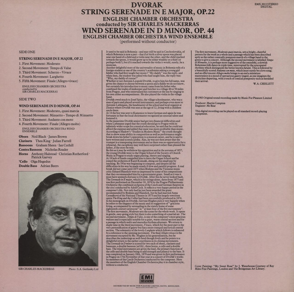Antonín Dvorák String Serenade, Op. 22 / Wind Serenade, Op. 44 UK vinyl LP album (LP record)