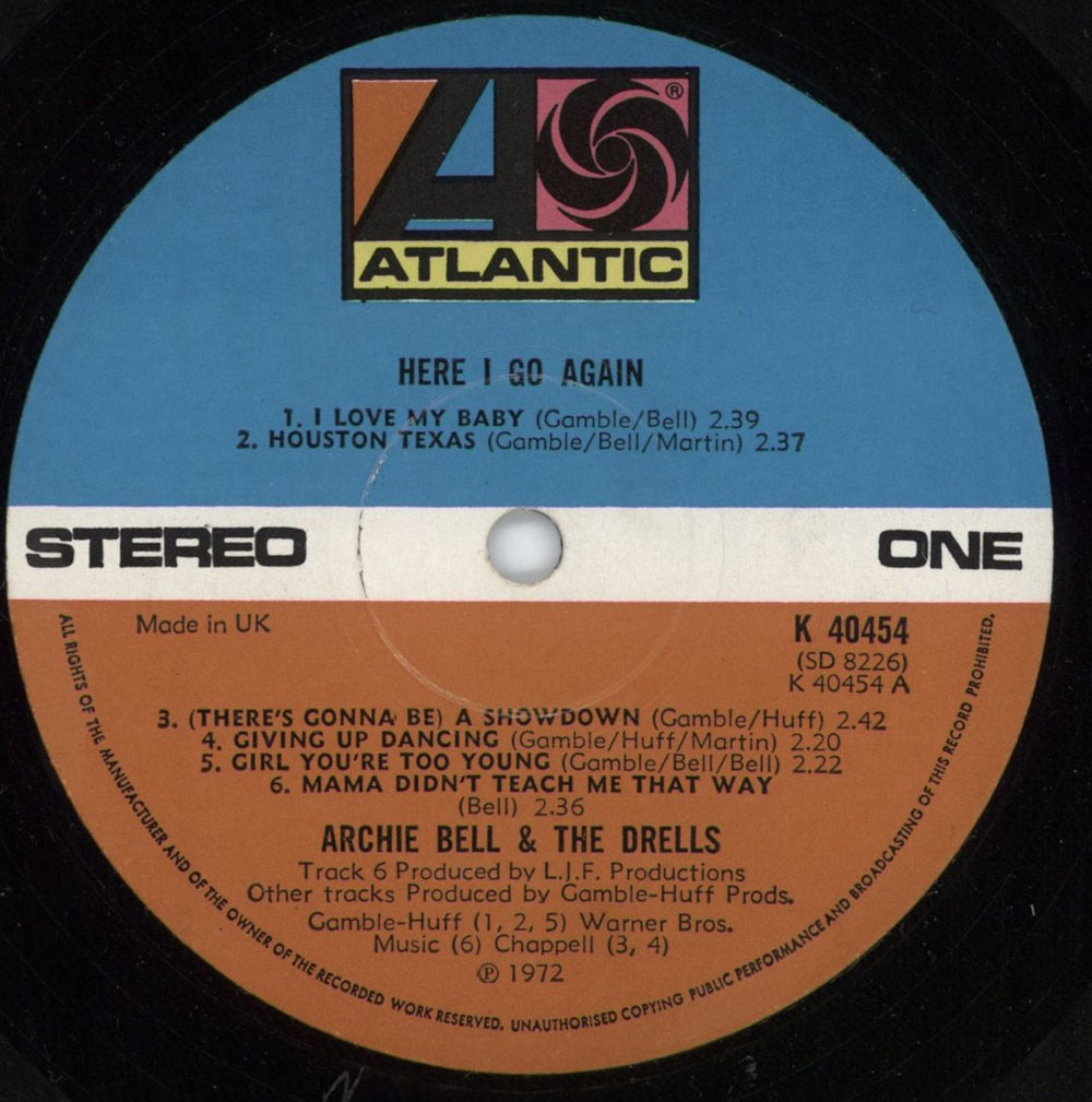 Archie Bell & The Drells Here I Go Again UK vinyl LP album (LP record) AB&LPHE792574