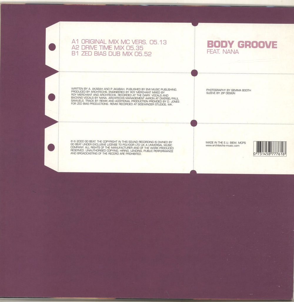 Architechs Body Groove UK 12" vinyl single (12 inch record / Maxi-single) 731458777618