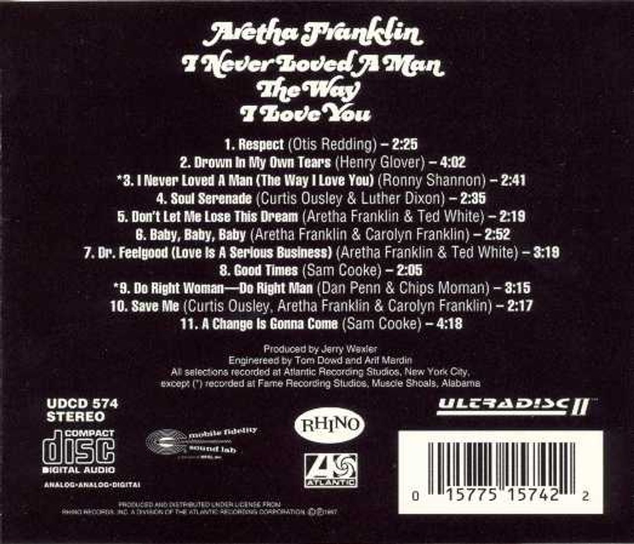 Aretha Franklin I Never Loved A Man The Way I Love You US CD album