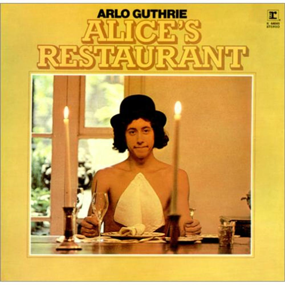 Arlo Guthrie Alice's Restaurant - Tan 'steamboat' label UK vinyl LP album (LP record) K44045