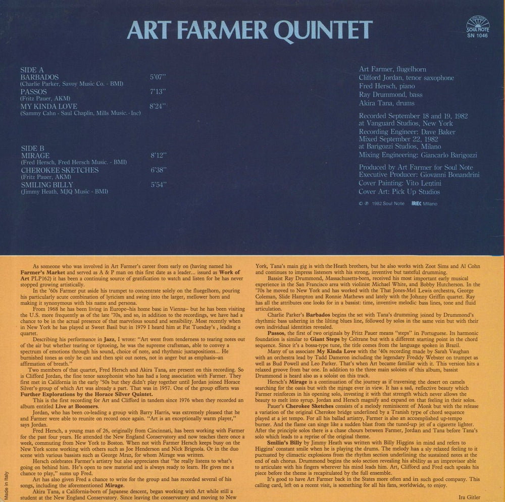 Art Farmer Mirage Italian vinyl LP album (LP record)