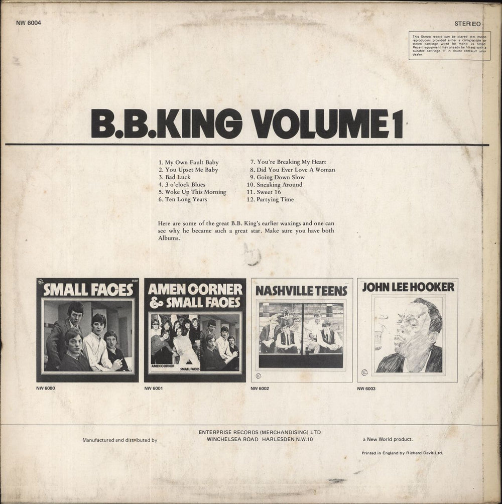 B B King B.B.King Volume 1 UK vinyl LP album (LP record)