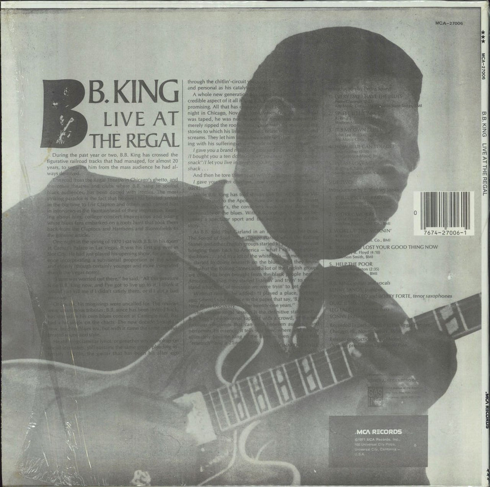 B B King Live At The Regal US vinyl LP album (LP record)