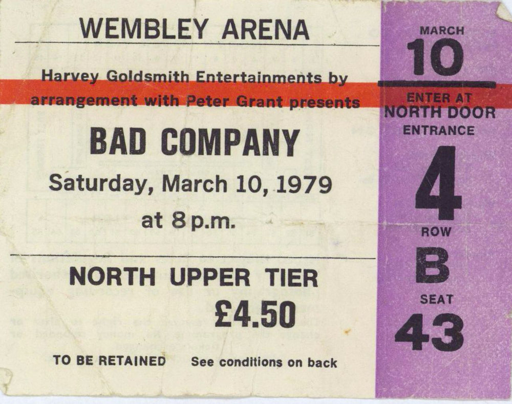 Bad Company British Tour 1979 + Ticket Stub UK tour programme BCOTRBR771076