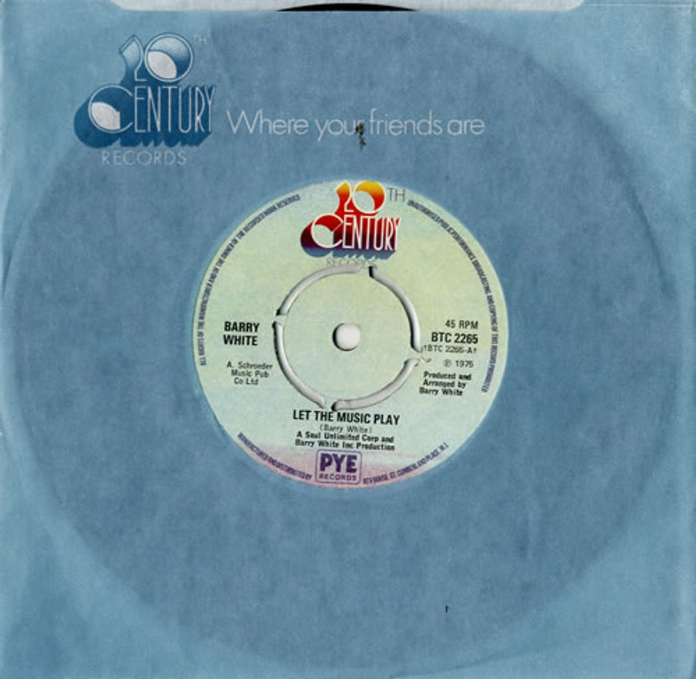 Barry White Let The Music Play - 4pr UK 7" vinyl single (7 inch record / 45) BTC2265