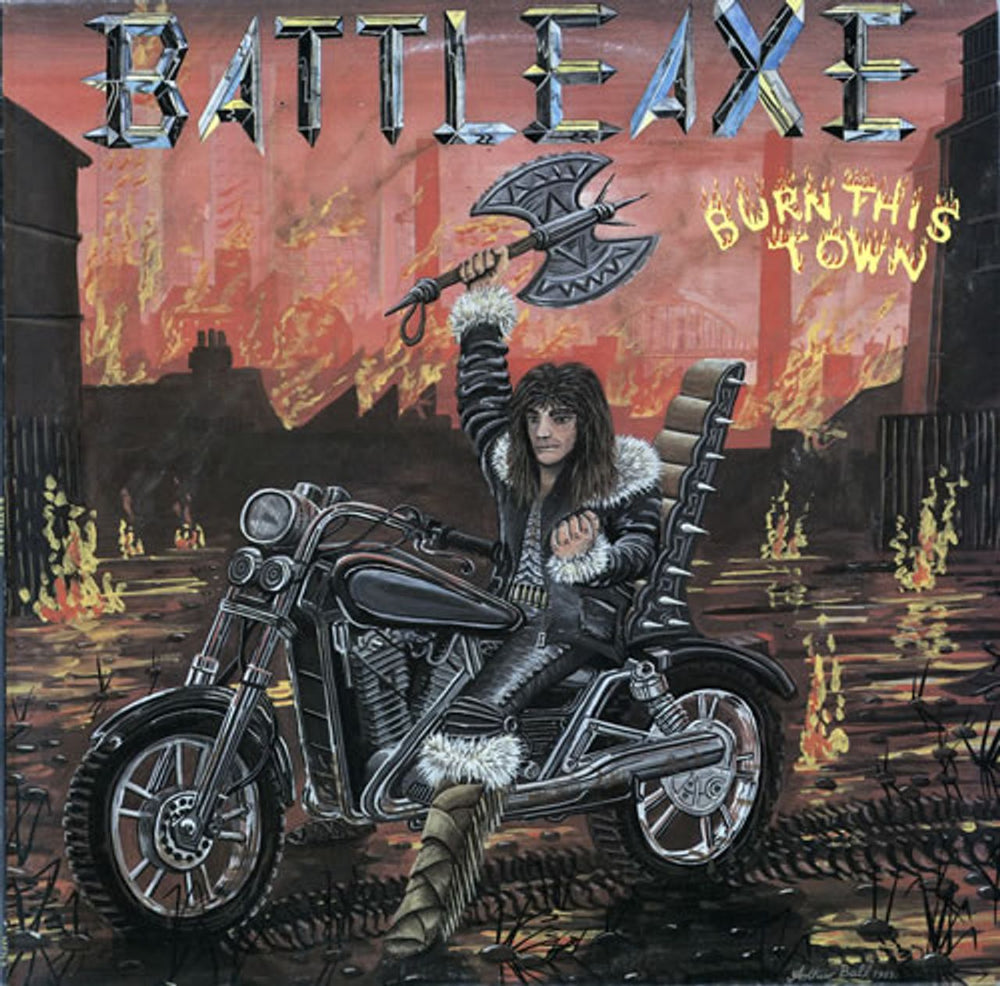 Battleaxe Burn This Town - 1st UK vinyl LP album (LP record) MFN8