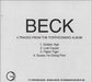 Beck 4 Tracks From Forthcoming Album US Promo CD-R acetate CD-R ACETATE