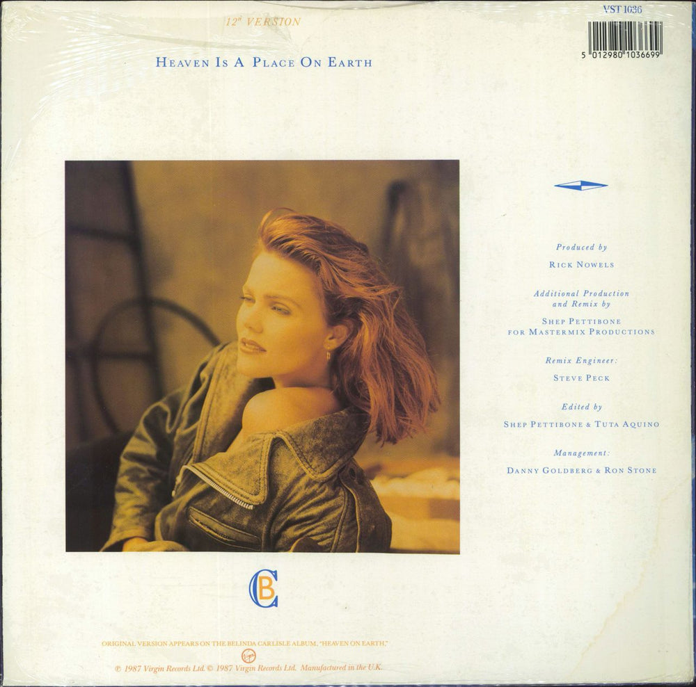 Belinda Carlisle Heaven Is A Place On Earth - Shrink UK 12" vinyl single (12 inch record / Maxi-single) 5012980103669