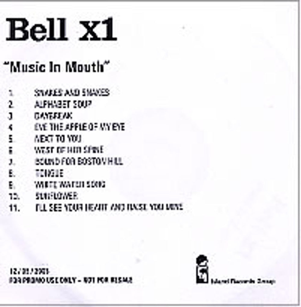 Bell X1 Music In Mouth UK Promo CD-R acetate CD-R ACETATE