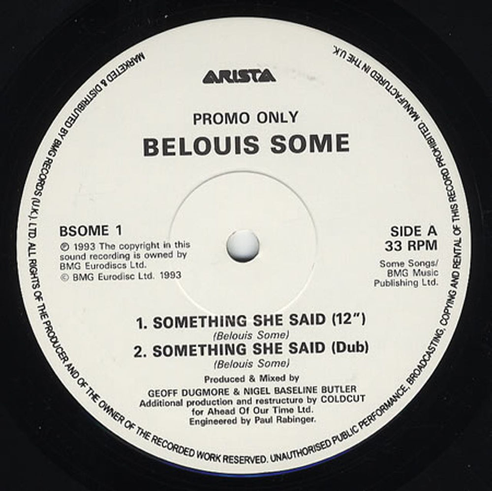 Belouis Some Something She Said UK Promo 12" vinyl single (12 inch record / Maxi-single) BSOME1