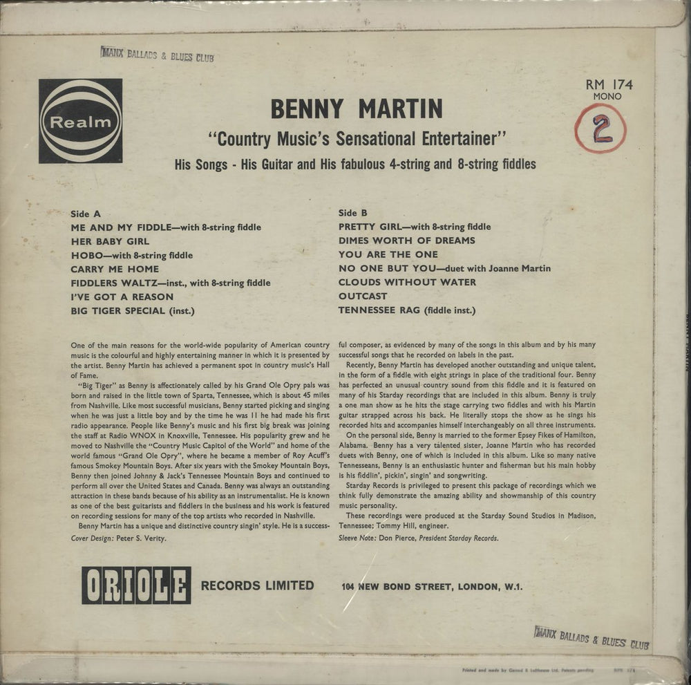 Benny Martin Country Music's Sensational Entertainer UK vinyl LP album (LP record)