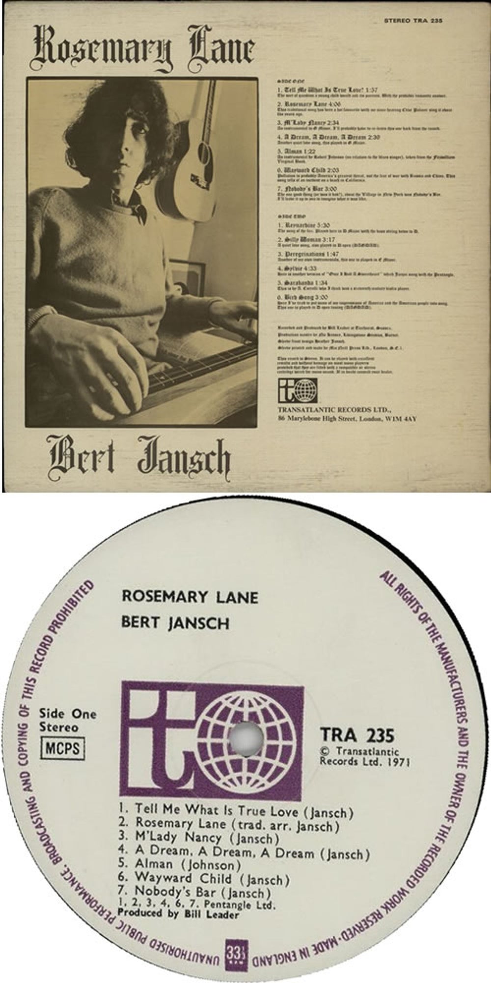 Bert Jansch Rosemary Lane - 1st UK vinyl LP album (LP record) JSHLPRO616655