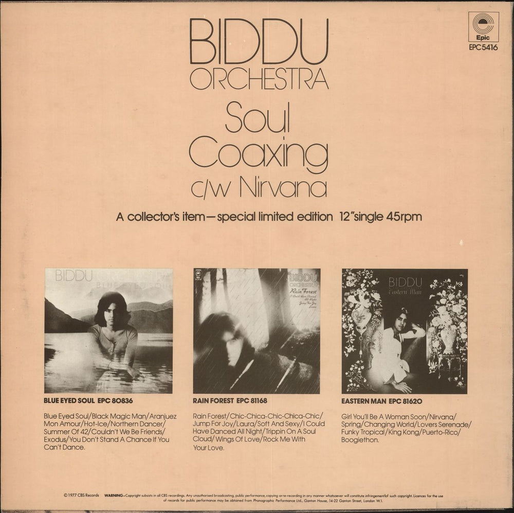 Biddu Soul Coaxing UK 12" vinyl single (12 inch record / Maxi-single) B1U12SO710850