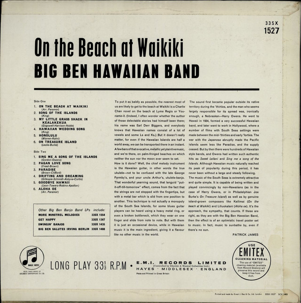 Big Ben Hawaiian Band On The Beach At Waikiki UK vinyl LP album (LP record)