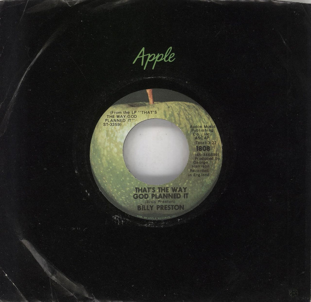 Billy Preston That's The Way God Planned It US 7" vinyl single (7 inch record / 45) 1808