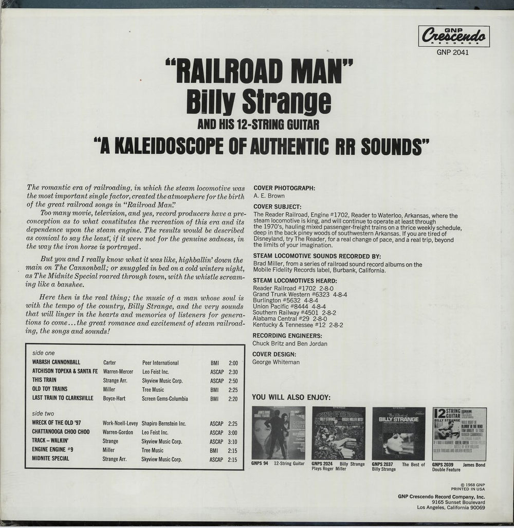 Billy Strange Railroad Man US vinyl LP album (LP record) F39LPRA651481