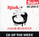 Björk Human Behaviour UK Promo CD single (CD5 / 5") SUNW010