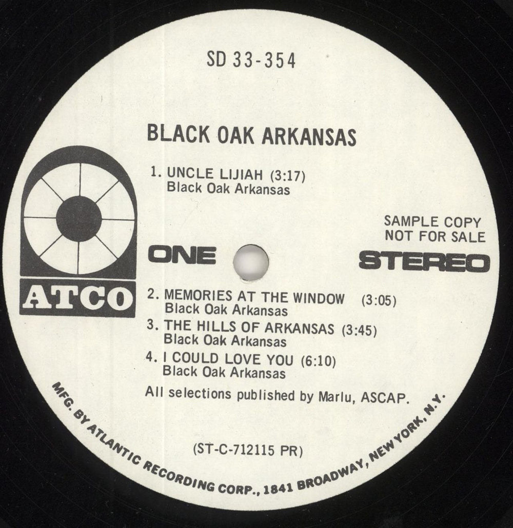 Black Oak Arkansas Black Oak Arkansas US Promo vinyl LP album (LP record) BOKLPBL746691