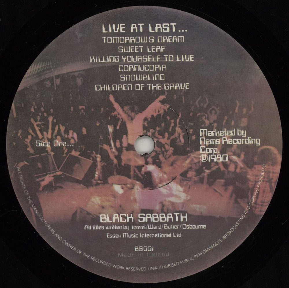 Black Sabbath Live At Last Irish vinyl LP album (LP record) BLKLPLI761396