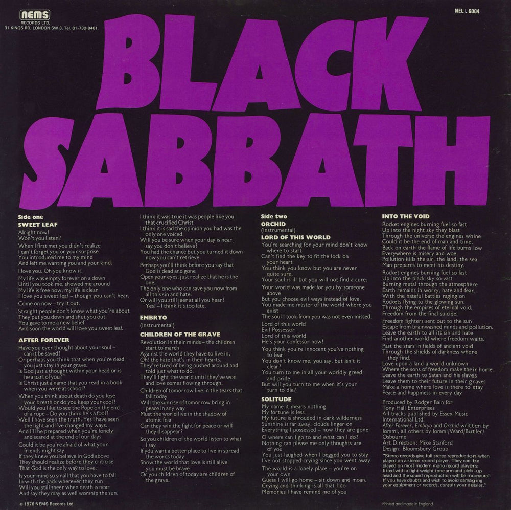 Black Sabbath Master Of Reality - Glossy Sleeve Printed in England UK vinyl LP album (LP record)