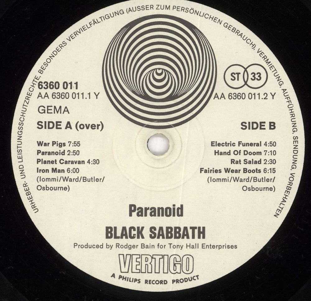 Black Sabbath Paranoid - VG German vinyl LP album (LP record) BLKLPPA722663