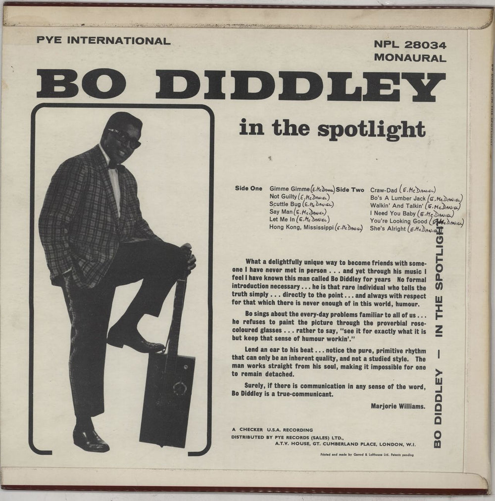 Bo Diddley In The Spotlight - wos UK vinyl LP album (LP record) BODLPIN764496