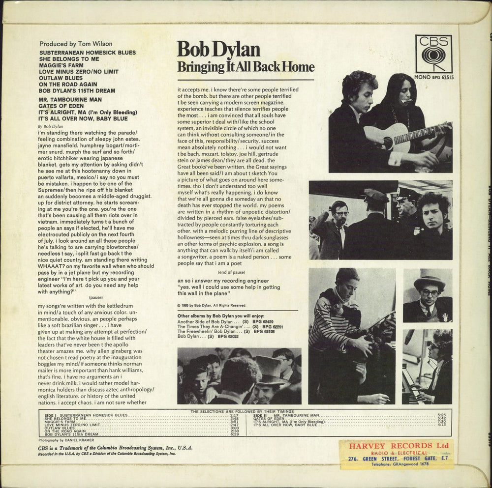 Bob Dylan Bringing It All Back Home - 1st UK vinyl LP album (LP record)