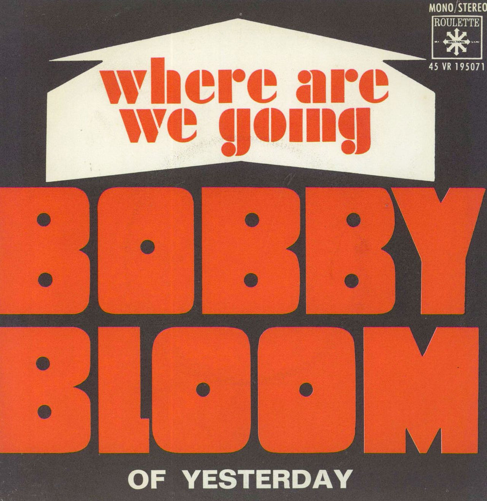 Bobby Bloom Where Are We Going + Sleeve French 7" vinyl single (7 inch record / 45) 45VR195071