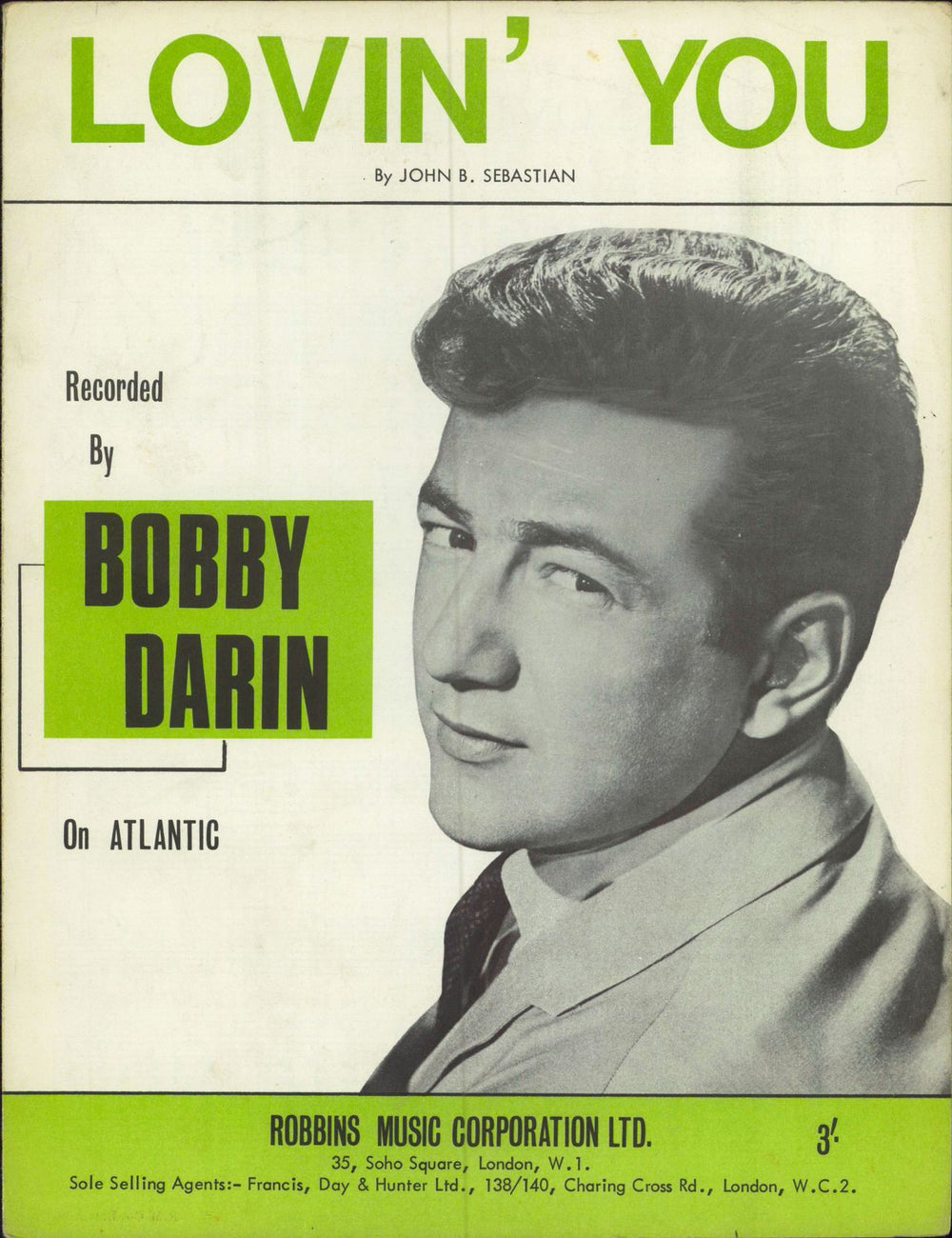 Bobby Darin Lovin' You UK sheet music SHEET MUSIC