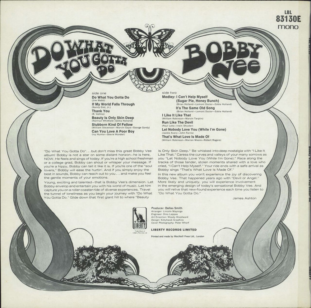 Bobby Vee Do What You Gotta Do UK vinyl LP album (LP record)