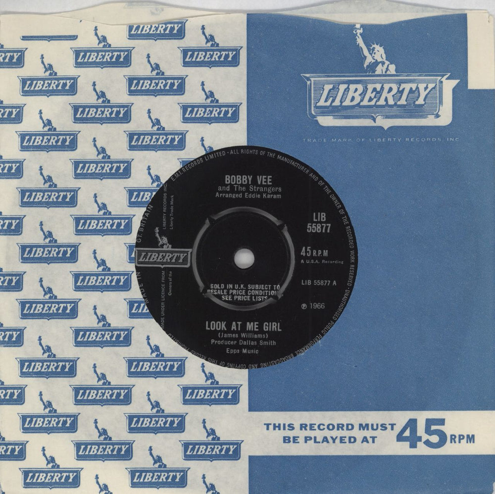 Bobby Vee Look At Me Girl UK 7" vinyl single (7 inch record / 45) LIB55877